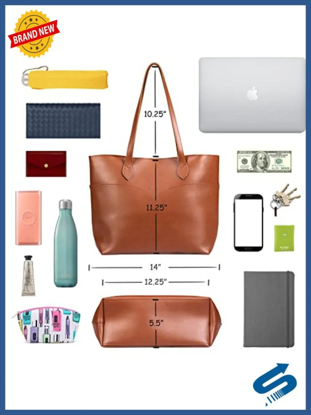Vegan Leather Tote Bag with Detachable Clutch Purse, A4 Shoulder Handbag,